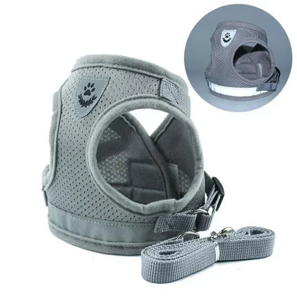 Effosola Hondenharnas | Instelbaar Gewatteerd Vest | Mesh Materiaal | Lijnen met Trektouw | Geschikt voor Puppy's | Effen Kleuren | Alle Seizoenen | Duurzaam Fiber | Veilig voor Honden en Katten
