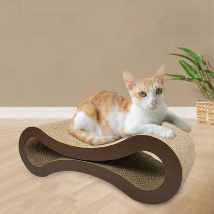 ClawMate Golfkarton Krabmeubel voor Katten | 56x21x18 cm | Comfortabele Rust- en Speelplaats | Beschermer voor Meubels