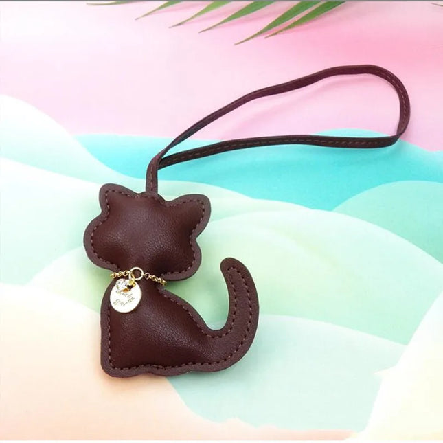 PU leren sleutelhanger kat | Schattige dieren hanger voor dames | Sleutelhanger tasaccessoire | Handtashanger cadeau voor meisjes | Decoratie voor schooltas