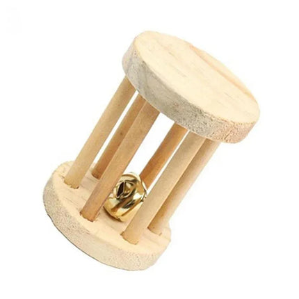 Natuurlijk Houten Speelgoed Konijn Roller | Dumbells Unicycle Bel | Knagende Tandenslijper voor Cavia's en Ratten | Huisdier Accessoires Molar Gereedschap | Geschikt voor Konijnen en Kleine Knaagdieren