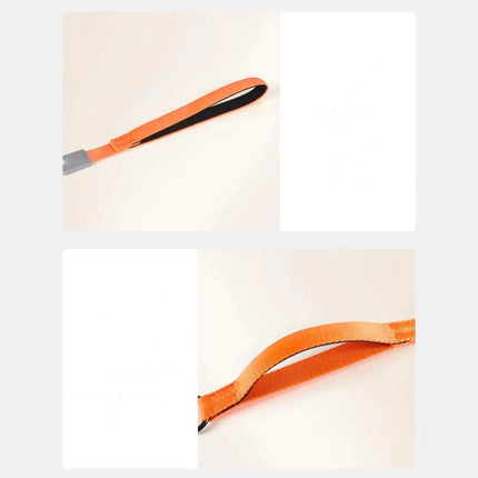 Reflecterende Gevlochten Nylon Looplijn | Glow-In-Dark Veiligheid | Comfortabele Zachte Grip | Ademend Duurzaam | Ideaal voor Nachtelijke Wandelingen en Training | 170cm - Oranje/Zwart/Groen