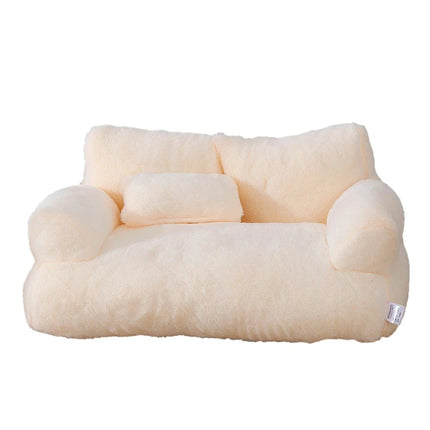 Pawstrip Luxe Katten Sofa | Pluche Warme Nest | Ademend Anti-Slip Huisdierbed | Compact Comfort | Voor Kleine en Middelgrote Katten Honden | Zachte Rugleuning | Verkrijgbaar in Kaki, Roze, Geel, Beige