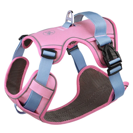Didog Hondentuig Ademend Mesh Nylon | Reflecterend Duurzaam Verstelbaar | Roze/Oranje/Blauw | Geschikt voor Kleine Middelgrote Grote Honden | Voor Training en Wandelen | Alle Seizoenen