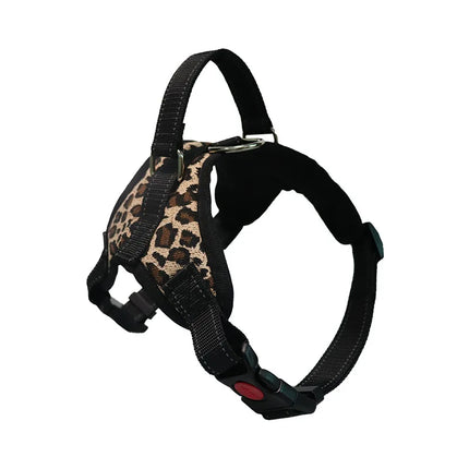 Hondenharnas Verstelbaar | Nylon Reflecterend | Geschikt voor Alle Honden | 150cm Sterke Riem | Zwart Rood Camouflage Luipaard | Alle Seizoenen Draagcomfort | Duurzaam en Veilig
