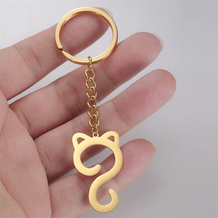 Schattige katten sleutelhanger van roestvrij staal | Dierenvorm keyring | Leuk cadeau voor kattenliefhebbers | Sleutelbos hanger voor tas, auto & kinderen