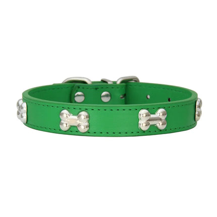 Luxe Kunstleren Halsaccessoire voor Huisdieren met Metalen Botdetails | Verstelbaar en Comfortabel | Geschikt voor Honden en Katten