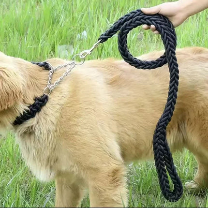 Sterke nylon hondenriem | Gevlochten touw met gesp | Alle seizoenen | Grote hondenriem voor bulldogs en rottweilers | Duurzaam en milieuvriendelijk | Geschikt voor wandelen, trainen en reizen