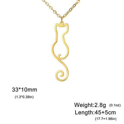 Katten hanger ketting voor dames | RVS | Schattige kitten dieren hanger | Trendy sieraden cadeau | Goud & staal | Jeshayuan | Modieuze dierenketting