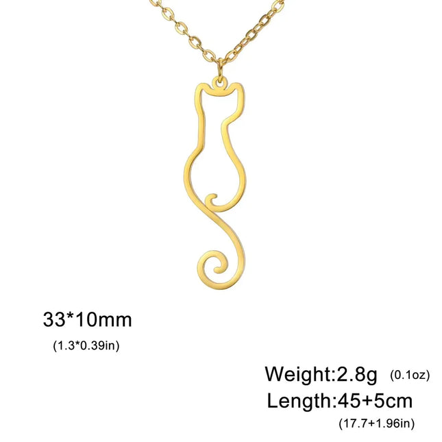 Katten hanger ketting voor dames | RVS | Schattige kitten dieren hanger | Trendy sieraden cadeau | Goud & staal | Jeshayuan | Modieuze dierenketting