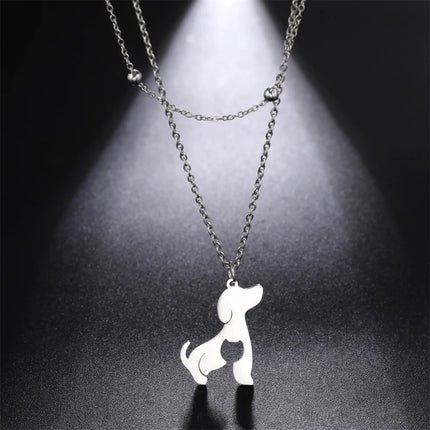 Dames Ketting Met Dierenhanger | Dubbele Laags Choker Met Kat & Hond | Roestvrij Staal | Minimalistisch & Trendy Sieraad | Perfect Cadeau Voor Vriendin, Moeder Of Vriendin