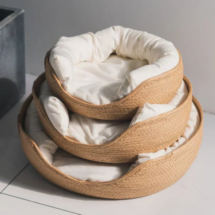 YBPetra Kattenmand | Bamboe Weeftechniek | Eco-vriendelijk | Zacht Meubel voor Binnenkatten | Ademendontwerp | 100% Katoen | Handgeweven Huisdier Sofa | Stijlvol en Duurzaam | Geschikt voor Kleine en Middelgrote Katten