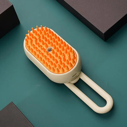 FurClean Oplaadbare Verzorgingsborstel voor Huisdieren | 3-in-1 Functie met Stoomtechnologie & Zachte Massage | Wit en Oranje