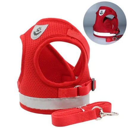 Effosola Hondenharnas | Instelbaar Gewatteerd Vest | Mesh Materiaal | Lijnen met Trektouw | Geschikt voor Puppy's | Effen Kleuren | Alle Seizoenen | Duurzaam Fiber | Veilig voor Honden en Katten