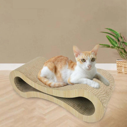 ClawMate Golfkarton Krabmeubel voor Katten | 56x21x18 cm | Comfortabele Rust- en Speelplaats | Beschermer voor Meubels