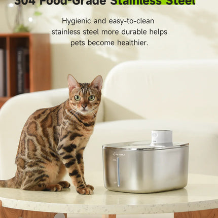 Draadloze Drinkoplossing voor Honden en Katten | 4L Capaciteit | RVS, USB-C Oplaadbaar, met Waterlevel Indicator | Inclusief Reinigingskit