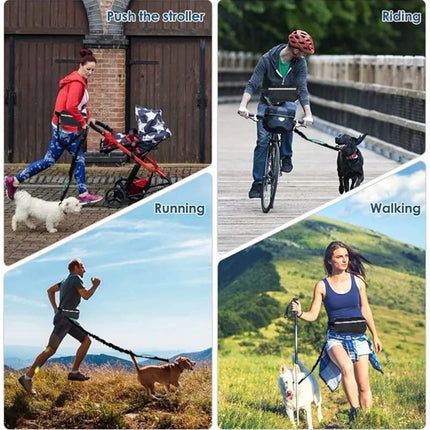 Verstelbare Handsfree Hondenriem met Heuptas | Flexibel en Comfortabel voor Hardlopen en Wandelen | Reflecterende Veiligheidsdetails