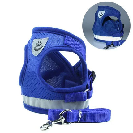 Effosola Hondenharnas | Instelbaar Gewatteerd Vest | Mesh Materiaal | Lijnen met Trektouw | Geschikt voor Puppy's | Effen Kleuren | Alle Seizoenen | Duurzaam Fiber | Veilig voor Honden en Katten