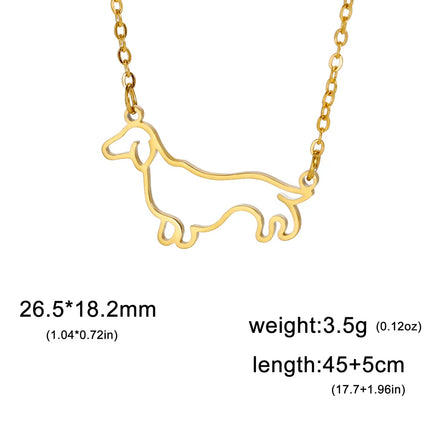 Teckel ketting voor dames en kinderen | Schattige RVS hanger hondje | Gift voor hondenliefhebbers | Sausage dog sieraden | Verstelbaar 45+5cm | Goud of staal