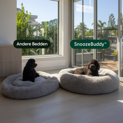 SnoozeBuddy™ | Luksusowe legowisko dla psa zapewniające relaks | Kształt pączka | Ortopedyczne | Miękki plusz | Stylowy design | Zdejmowany, nadający się do prania pokrowiec | Odpowiednie dla kotów | Antracyt, Kremowy, Kawowy, Jasnoszary