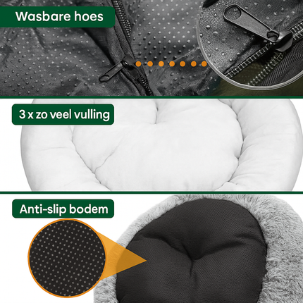 SnoozeBuddy™ | Luksusowe legowisko dla psa zapewniające relaks | Kształt pączka | Ortopedyczne | Miękki plusz | Stylowy design | Zdejmowany, nadający się do prania pokrowiec | Odpowiednie dla kotów | Antracyt, Kremowy, Kawowy, Jasnoszary
