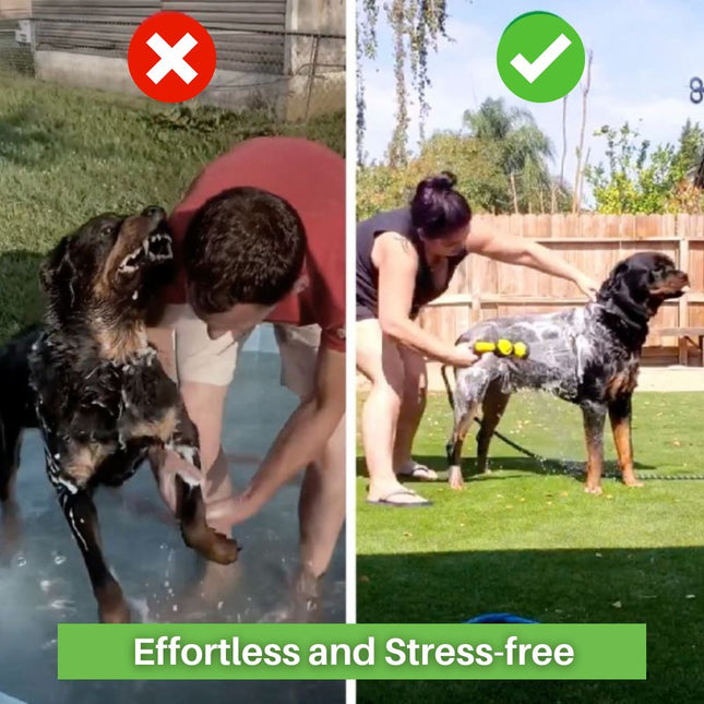 Suds-N-Paws™ Hondenbadtool | Spuitmond met 8 Spraypatronen | Verstelbare Zeepdispenser | Efficiënte Reiniging en Minder Badtijd
