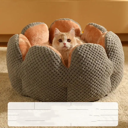 Bloemvormige kattenmand | Zachte pluche kattenbed | Warm en comfortabel bloemen design | Machinewasbaar | Knusse kattenmand voor kleine huisdieren
