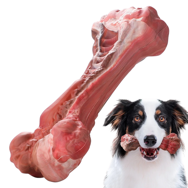 Rubberen Kauwspeeltje voor Honden | Tandenborstelfunctie | Met Traktatiehouder | Voor Schone Tanden en Gezond Tandvlees | Rood | 15 cm