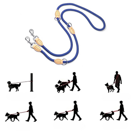 Hands-Free Nylon Riem | Verstelbare Dubbele Riem voor Honden | Antiklitontwerp | Comfortabele Grip voor Grote Honden | Ideaal voor Wandelen met Twee Honden