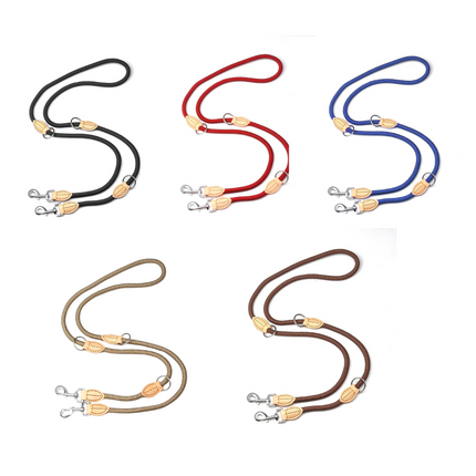 Hands-Free Nylon Riem | Verstelbare Dubbele Riem voor Honden | Antiklitontwerp | Comfortabele Grip voor Grote Honden | Ideaal voor Wandelen met Twee Honden