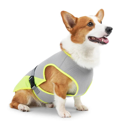Honden Koelvest | Meerlaags Ontwerp | Verstelbare Pasvorm | Reflecterend | Bescherming Tegen Oververhitting | Oxford Koeldoek | Hemelsblauw/Grijs | Maten S-XL
