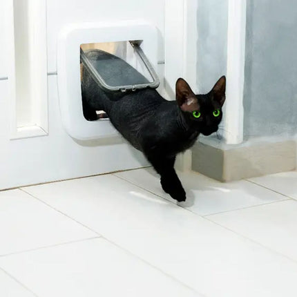 PawsWay Vrijheid Kattenluik met 4 Vergrendelmodi | Veilig en Duurzaam Kattenluik voor Binnen- en Buitendeuren | Eenvoudig te Installeren | Houd Ongewenste Dieren Buiten