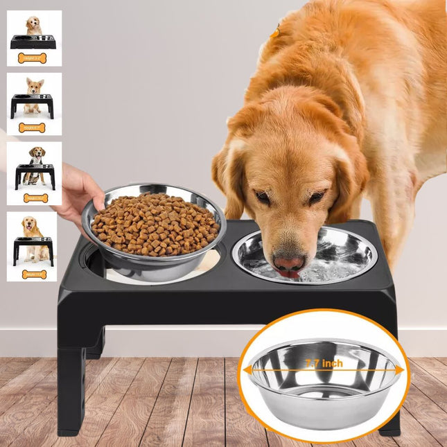 Verstelbare voederstandaard voor honden | Ergonomisch ontwerp | Geschikt voor alle formaten | Bevordert spijsvertering en hygiëne | Duurzaam en makkelijk schoon te maken