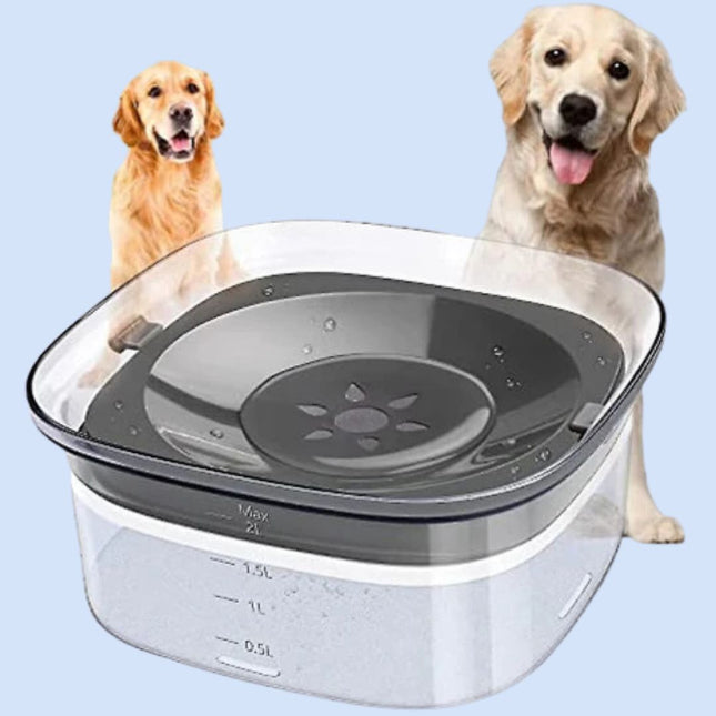 SpillFree drinkbak huisdier | Antimors waterbak 2L | Transparant ontwerp voor honden en katten | Anti-slip bodem | Eenvoudig waterpeil controleren