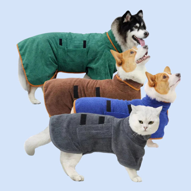 CozyDry huisdier badjas | Snel drogend en absorberend | Houdt honden en katten warm en droog na bad of regen | Comfortabel en makkelijk aan te trekken | Geschikt voor alle seizoenen