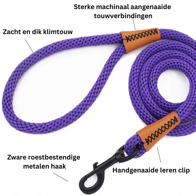 Hondentuig Nylon Met Vergrendelbare Karabijnhaak | Trainingsriem Schokabsorberend | Geschikt Voor Alle Hondenmaten | Duurzaam Vlechtwerk | Kies Uw Kleur En Maat | Veiligheid En Comfort Bij Iedere Wandeling