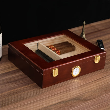 Retro Cederhouten Sigarenkistje | Draagbare Humidor | Opslagdoos Sigaar | Stijlvol Zakelijk Design