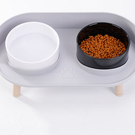 Verhoogde dubbele voerbak voor katten en honden | Ergonomisch ontwerp | Antislip | Duurzame materialen | Eenvoudig te reinigen | Modern voor kleine en middelgrote huisdieren