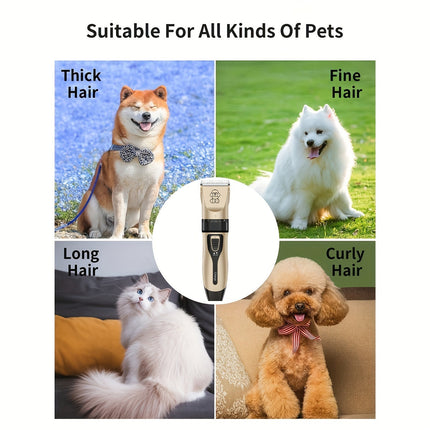 Draadloze huisdiertrimmer voor honden en katten | Stil ontwerp | USB oplaadbaar | Keramisch mes | Verstelbare mesafstand | Inclusief opzetkammen
