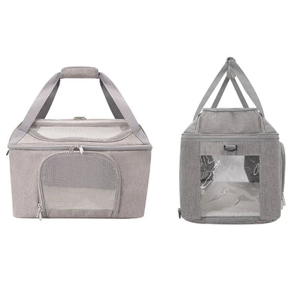 Transportín transpirable para gatos con tres entradas y diseño ligero: ideal para visitas al veterinario.