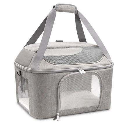 Transportín transpirable para gatos con tres entradas y diseño ligero: ideal para visitas al veterinario.