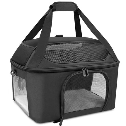 Transportín transpirable para gatos con tres entradas y diseño ligero: ideal para visitas al veterinario.