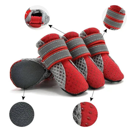 Waterproof, breathable dog shoes | Rain and snow protection | Non-slip sole | Pack of 4