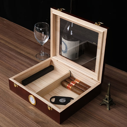 Retro Cederhouten Sigarenkistje | Draagbare Humidor | Opslagdoos Sigaar | Stijlvol Zakelijk Design