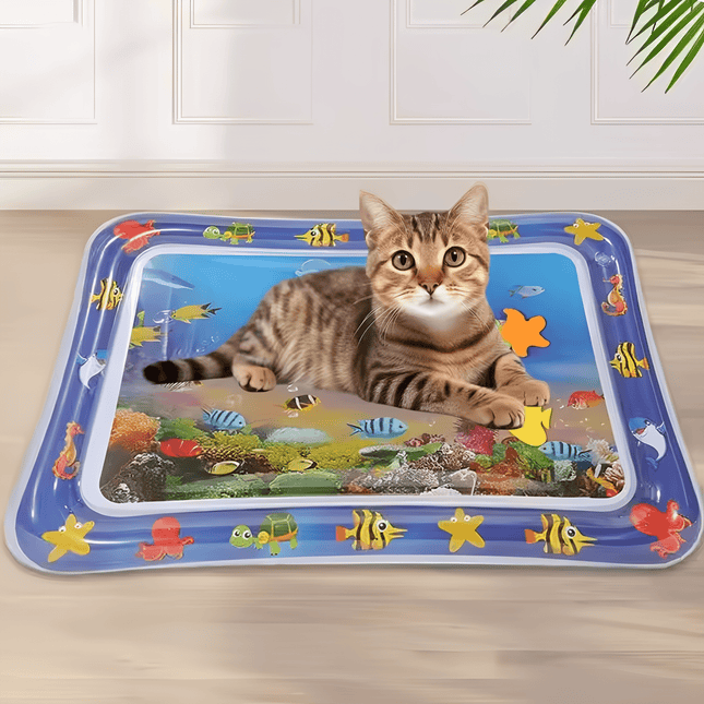 AquaHaven Water Play Mat for Cats | Cooling Down at Home | Self-Stimulating Playtime | Animal Fun