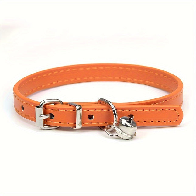 Verstelbare kattenhalsband kunstleer met bel | Veiligheidsbuckle | Metalen gesp | Voor katten van klein tot middelgroot | Meerdere maten