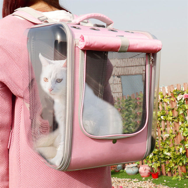 Huisdierdrager voor katten en kleine honden | Ademend en transparant ontwerp | Comfortabele en veilige vervoerstas met handgreep en schouderband