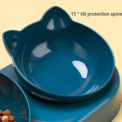 Non-slip cat food bowl with an angled design | Automatic drinking bowl | Protects the neck | Made of PP | For cats | Battery-free