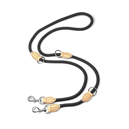 Hands-Free Nylon Riem | Verstelbare Dubbele Riem voor Honden | Antiklitontwerp | Comfortabele Grip voor Grote Honden | Ideaal voor Wandelen met Twee Honden
