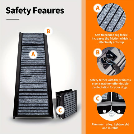 Opvouwbare Hond Loopplank | Antislip | Aluminium | Voor Auto SUV en Truck | Extra Breed | Tot 90.72KG