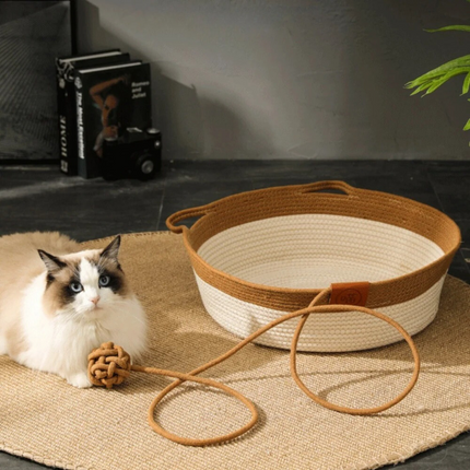 Kattenbed rond en zacht | Comfortabel huisdierbed met stevige randen | Hypoallergeen kattenmandje geschikt voor ieder interieur